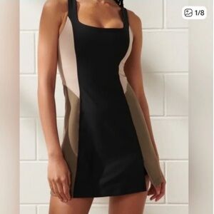 Abercrombie & Fitch YPB sculptLUX Black & Tan Mini Tennis Exercise Dress w Short